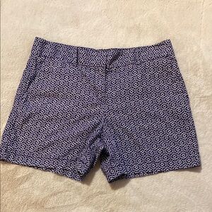 LOFT Blue and White Bermuda Shorts Tailored Cotton Blend